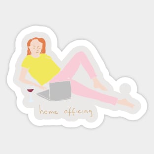 Home officing girl Sticker